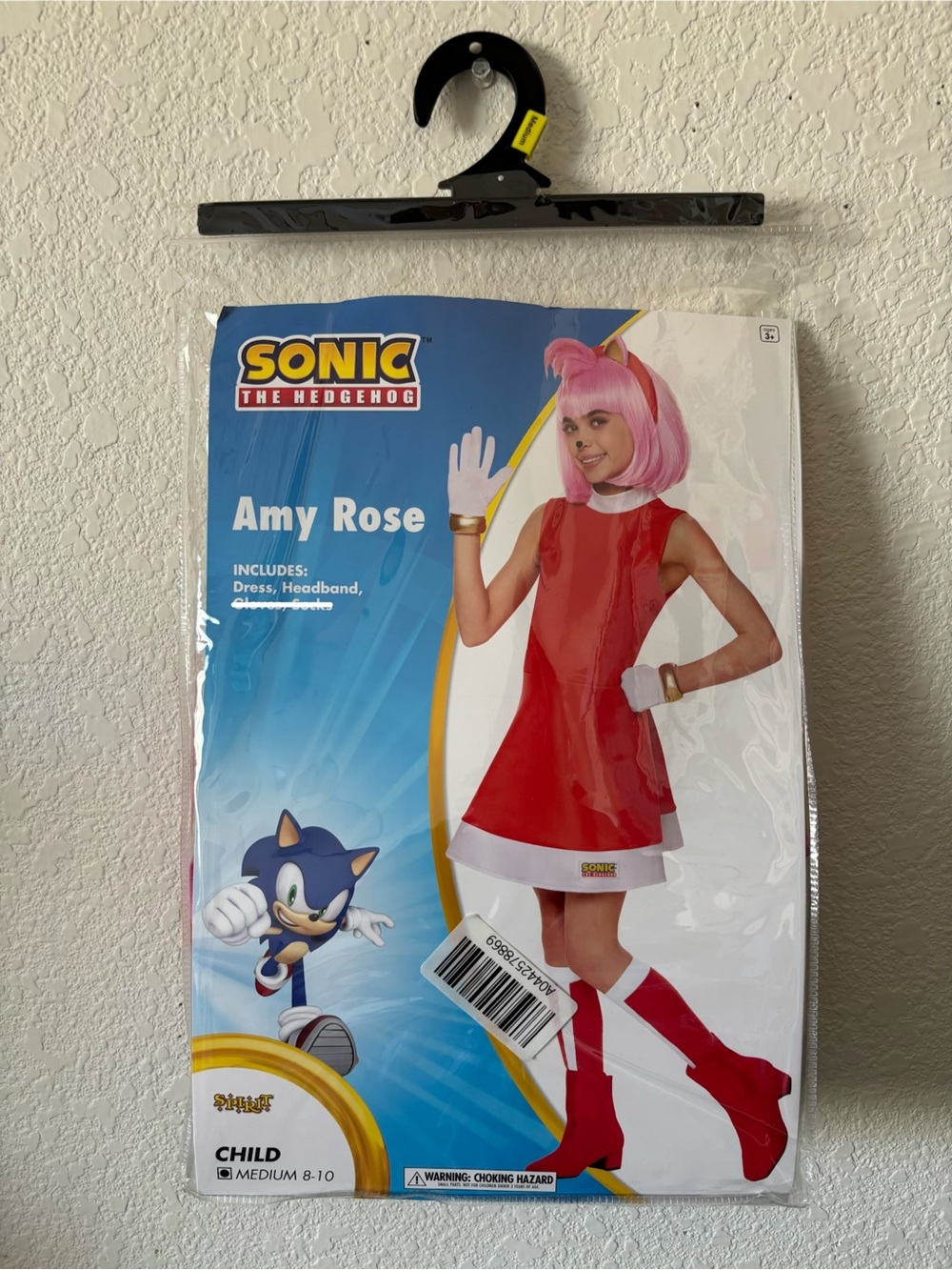 Spirit Halloween Kids Amy Rose Costume Sonic the Hedgehog Child Size Medium 8-10
